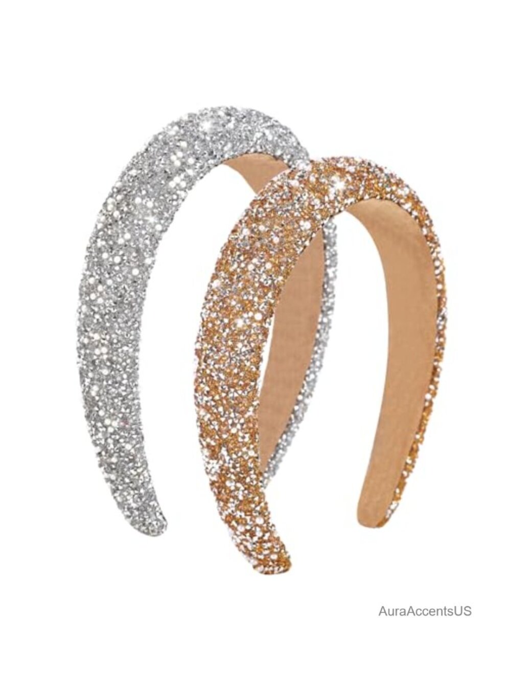 2 Pack Bling Diamond Headbands Sparkly Sequin Padded Hair Accessories
